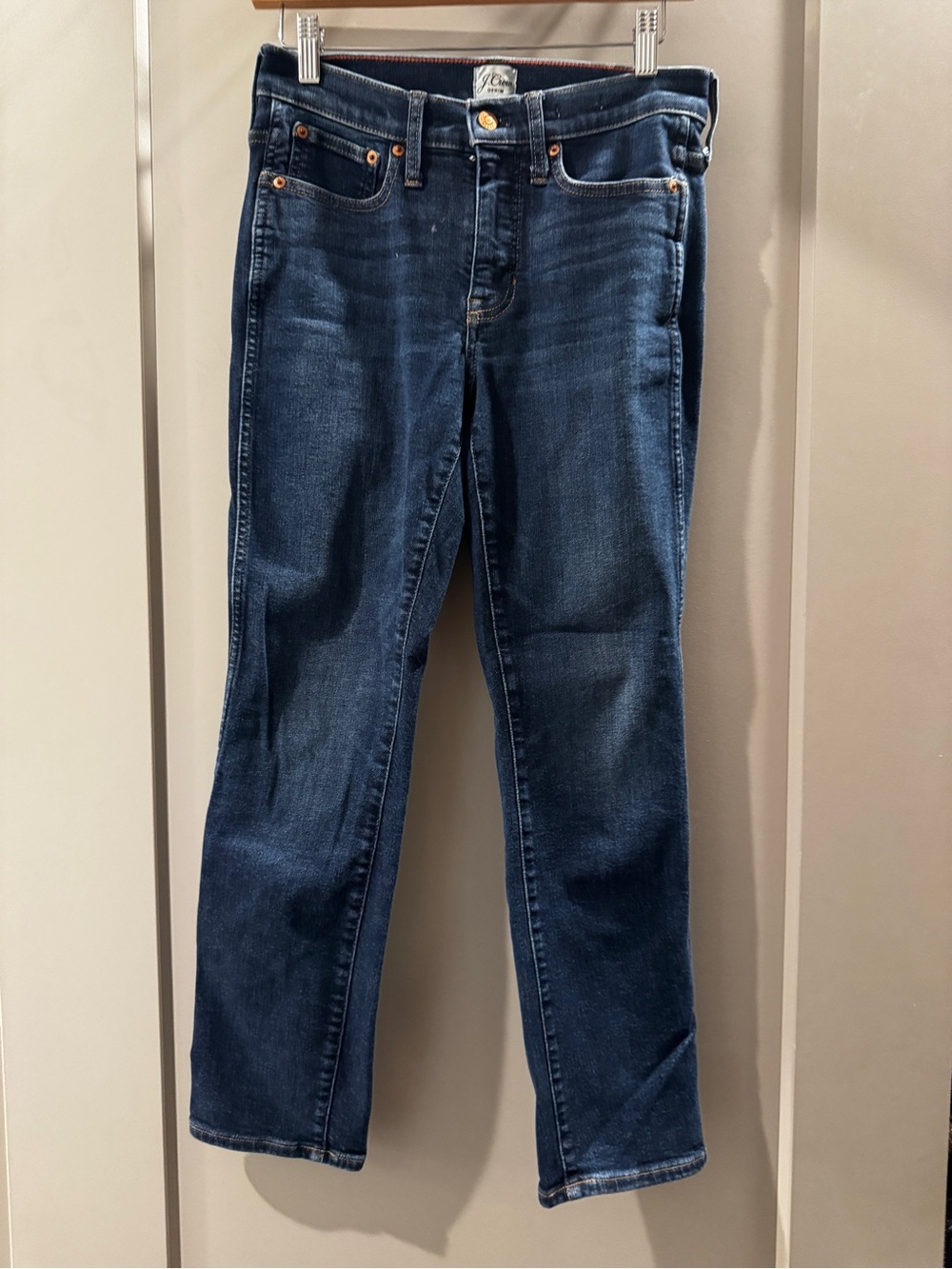 J. Crew Straight Leg Jeans in Dark Blue Denim